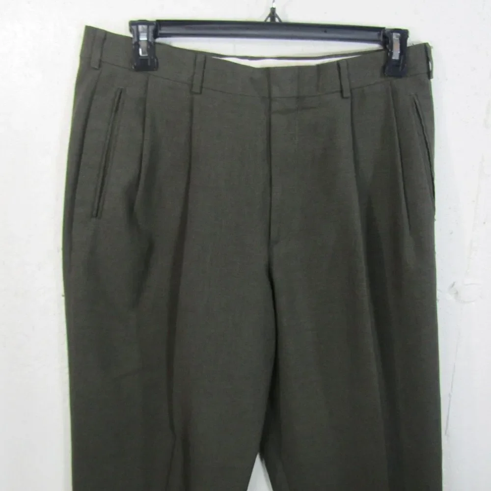 Action Choice by Levi Strauss & Co. Men's 36x32 Pleated Cuffed Dress Pants Olive